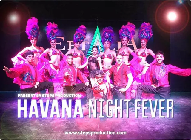 Cartel del show Havana Night Fever de Steps Production, con todo el elenco en escena